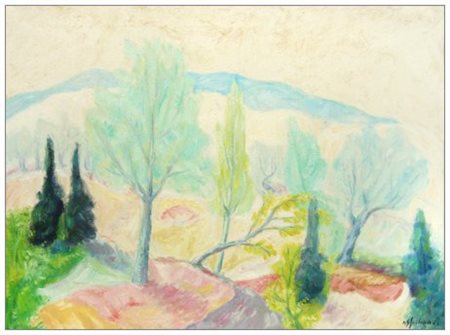 ANGELO SIRIO PELLEGRINI (Livorno 1908 – 1997) Senza titolo Olio su tela 60 x...