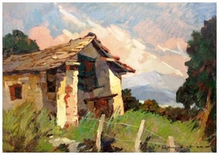 CARLO DOMENICI (Livorno 1898 – Valdana di Portoferraio 1981) Baracca Olio su...