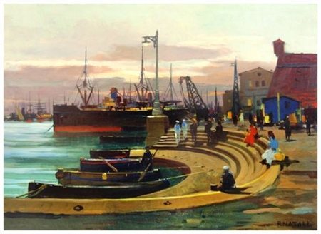 RENATO NATALI (Livorno 1883 – 1979) Vecchia barca del posto Olio su faesite...