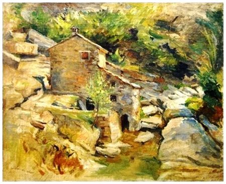 ALFONSO HOLLAENDER (Ratisbona (Germania) 1845 – Firenze 1923) Paesaggio Olio...