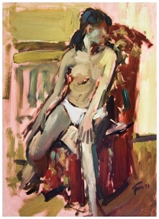 DARIO TREVES (Torino 1907 – 1978) Nudo 1970 Olio su tela 80 x 60. Firma e...