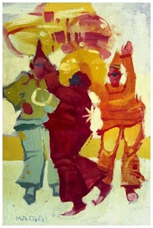 MARIO MADIAI (Livorno 1944) Senza titolo Olio su tavola 30 x 20. Firma in b....