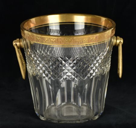 PORTAGHIACCIO IN CRISTALLO con decorazioni in oro zecchino Italia, 1940 ca. h...