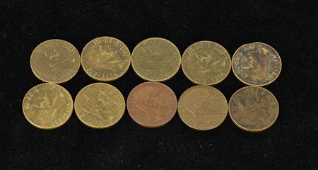 LOTTO DI 10 MONETE REGNO D'ITALIA 5 centesimi, aquilotto di varie coniazioni