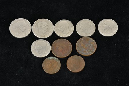 LOTTO DI 10 MONETE REGNO D'ITALIA composto da: 5 centesimi 1926 5 centesimi...