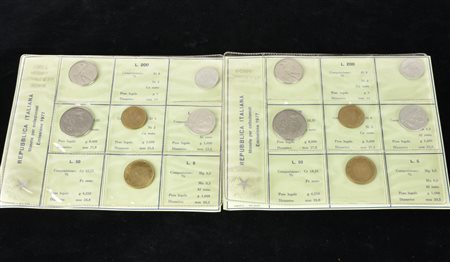 COPPIA DI SERIE COMPLETA 1977 REPUBBLICA ITALIANA monete per collezionisti: 2...