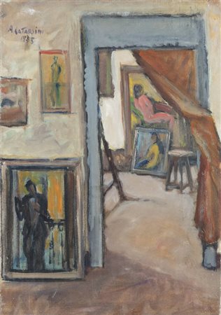 ALFREDO CATARSINI<BR>Viareggio (LU) 1899 - 1993<BR>"Studio del pittore" 1935