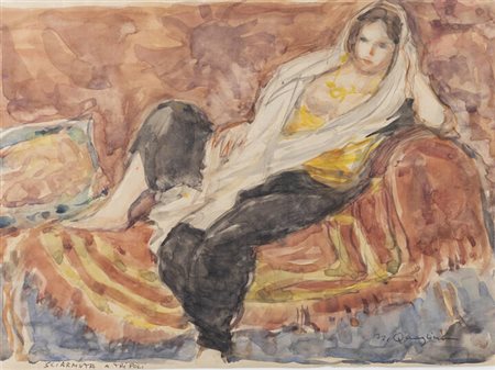 MASSIMO QUAGLINO<BR>Refrancore (AT) 1899 - 1982 Torino<BR>"Sciarmuta a Tripoli"