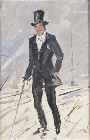 EDMONDO MANEGLIA<BR>Koziu (Turchia) 1925 - 2003 Torino<BR>"Uomo con cilindro"