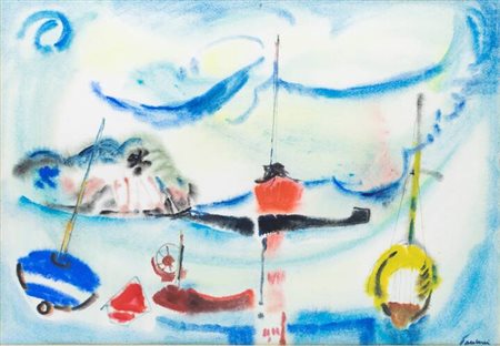 ENRICO PAULUCCI<BR>Genova 1901 - 1999 Torino<BR>"Barche"