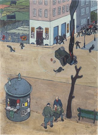 ITALO CREMONA<BR>Cozzo Lomellina (PV) 1905 - 1979 Torino<BR>"La rivolta"