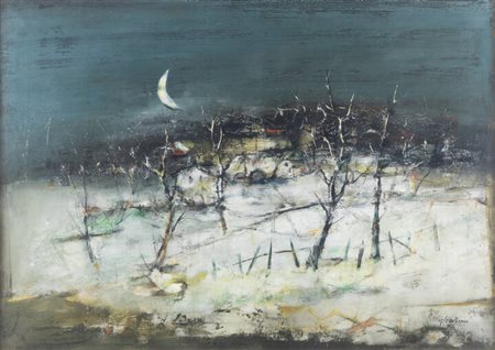 PIERO GARINO<BR>Leinì (TO) 1922 - 2009 Torino<BR>"Città in notturna"