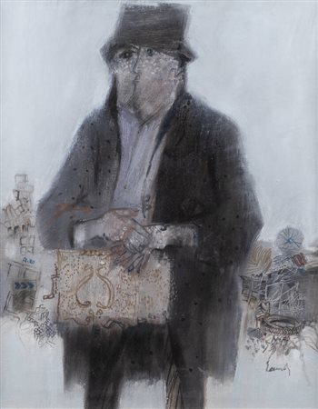 FERNANDO EANDI<BR>Torino 1926 - 2018<BR>"Uomo con organetto" 1972