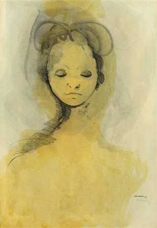 ENRICO COLOMBOTTO ROSSO<BR>Torino 1925 - 2013 Casale<BR>"Volto femminile"