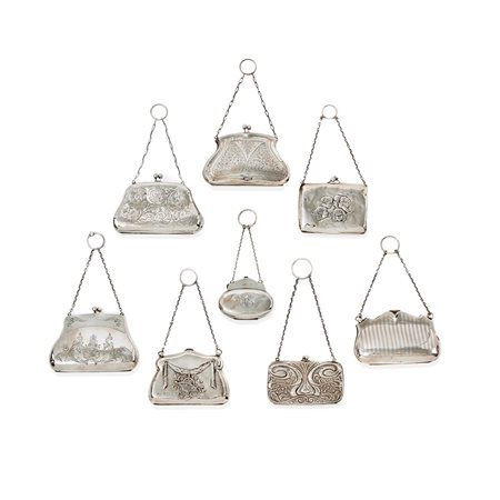 Otto borsette in argento, Inghilterra XX secolo