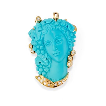 Pendente con cammeo e pasta di turchese 