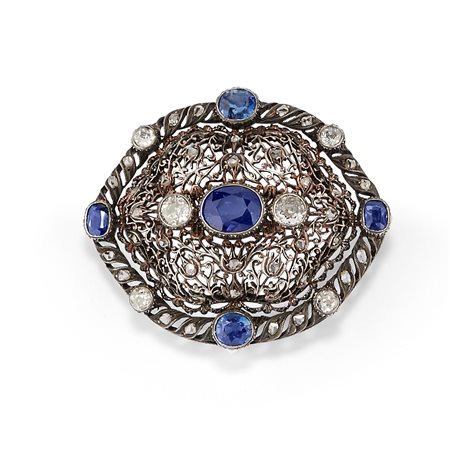 Spilla con zaffiri e diamanti