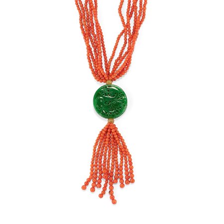 Collana in corallo e giada