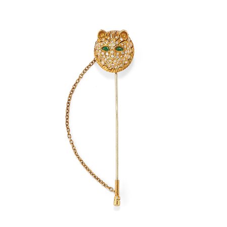 Spilla da giacca con diamanti e smeraldi