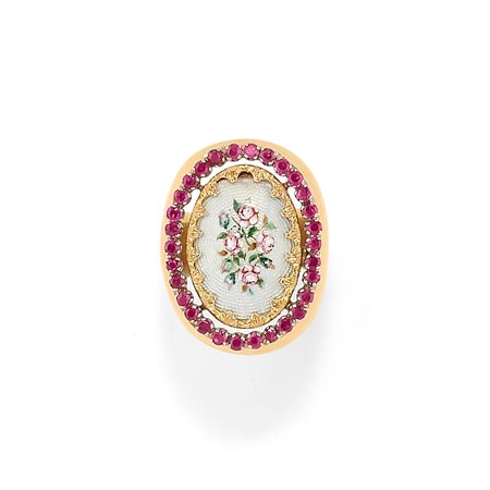 Anello con smalti e rubini