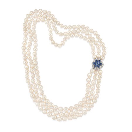 Collana con perle e zaffiri