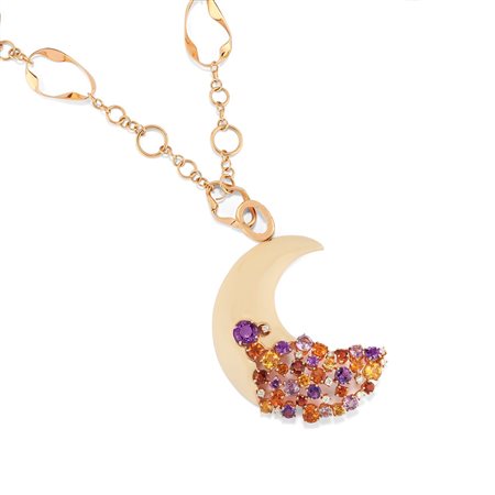 Collana con diamanti, gemme semipreziose e smalto