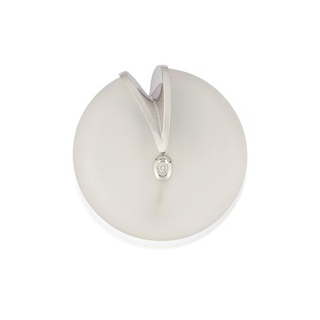 Spilla-pendente con cristallo di rocca e diamanti, 1990 circa