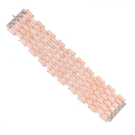 Bracciale con corallo e diamanti