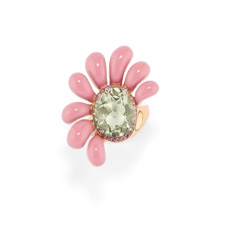 Anello con smalto e quarzo