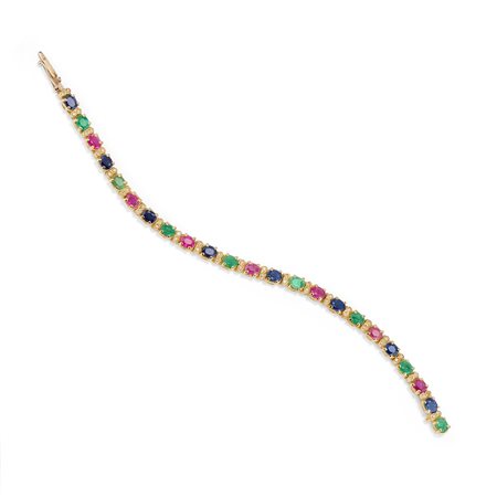 Bracciale con diamanti, rubini, zaffiri e smeraldi