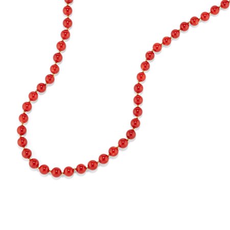 Collana con corallo e diamanti