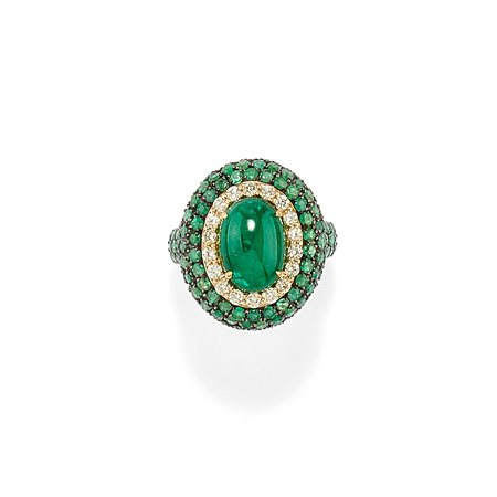 Anello con smeraldi e diamanti