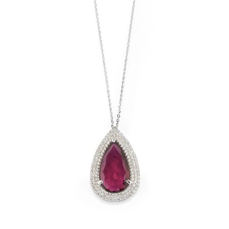 Pendente con rubellite e diamanti