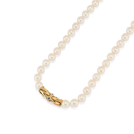 Collana con perle, zaffiri e diamanti