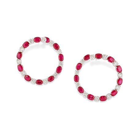 Importanti orecchini con rubini e diamanti
