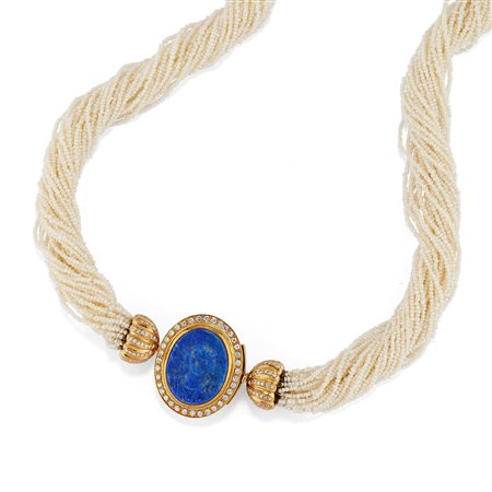 Collana con perle e lapislazzuli