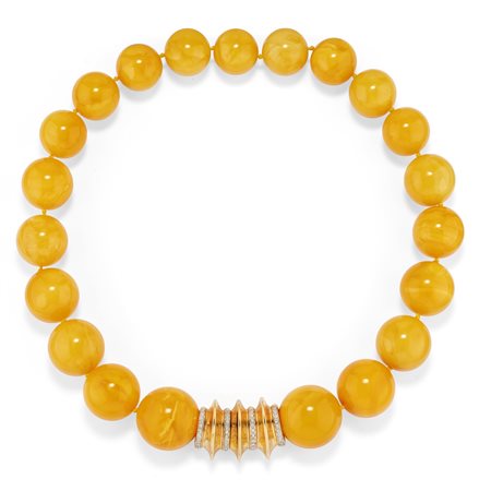 Collana con sfere gialle e diamanti