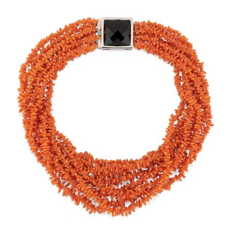 Collana corallo e onice
