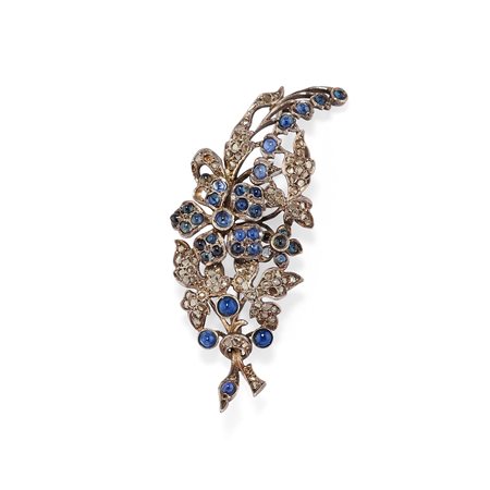 Spilla con zaffiri e diamanti, prima metà XX secolo