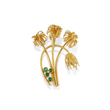 Spilla con smeraldi