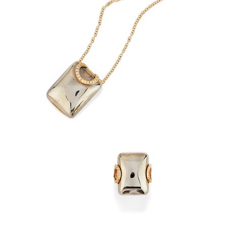 Collana e anello con pirite e diamanti