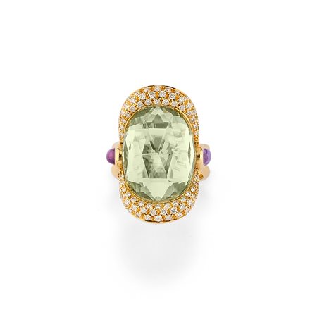 Anello con diamanti e ametista 