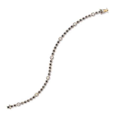 Bracciale tennis con diamanti neri e incolori