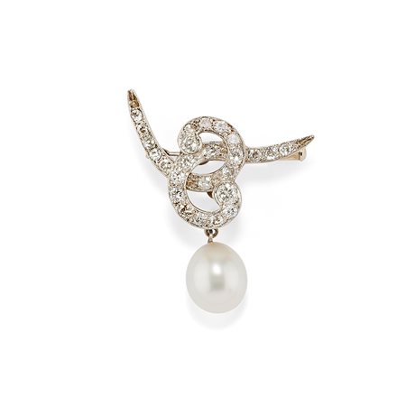 Spilla con perla e diamanti