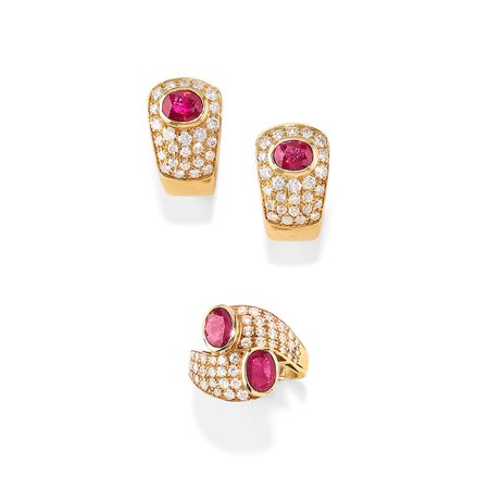 Demi-parure con rubini e diamanti