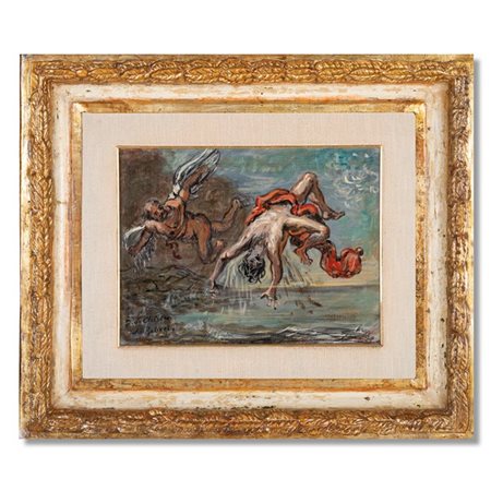 Giorgio de Chirico "Icaro (da Rubens)" 1955
olio su cartone telato
cm 30x40
Firm