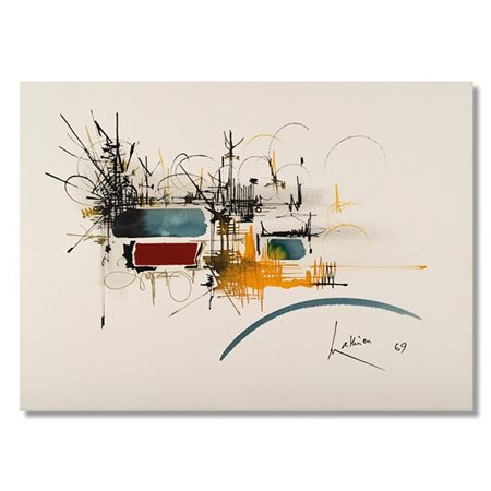 Georges Mathieu "Senza titolo ("Onzain")" 1969tecnica mista e collage su carton