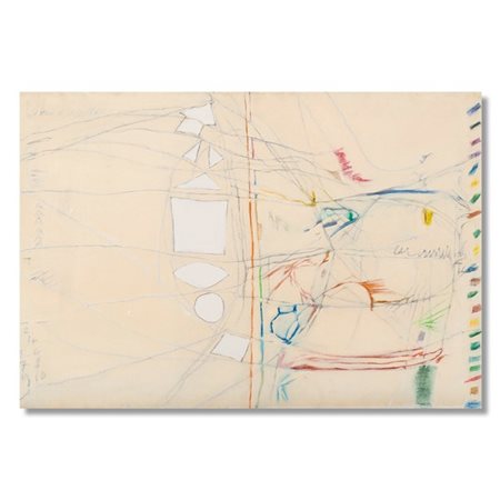 Gastone Novelli "Munkar e Nakir" 1963
olio e tecnica mista su tela
cm 65,5x100,5