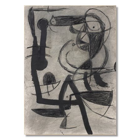 Joan Mirò "Personnages" 1979tecnica mista su carta applicata su telacm 105x75