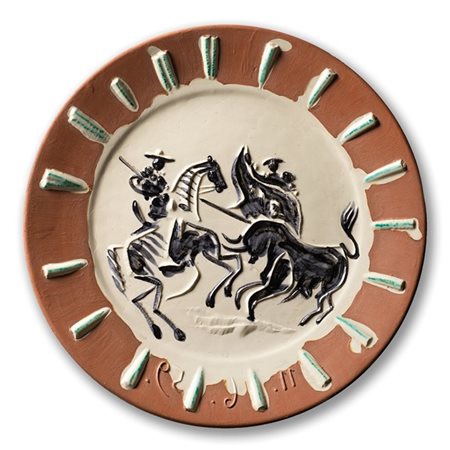 Pablo Picasso "Picador et taureau" 1959
terracotta parzialmente smaltata
diam. c